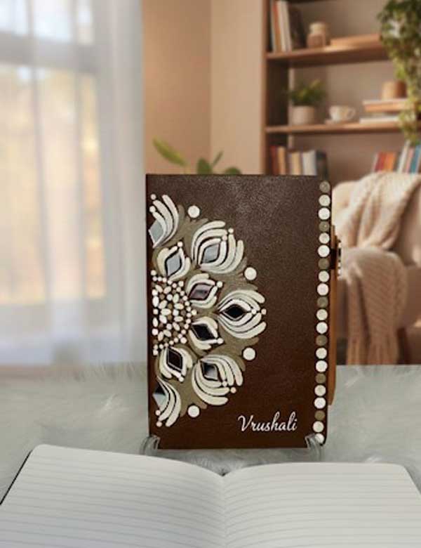 Cocoa & Cream Hand-Painted Semi-Mandala Journal