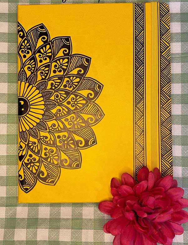 Sunlit Symmetry Hand-Painted Semi-Mandala Journal