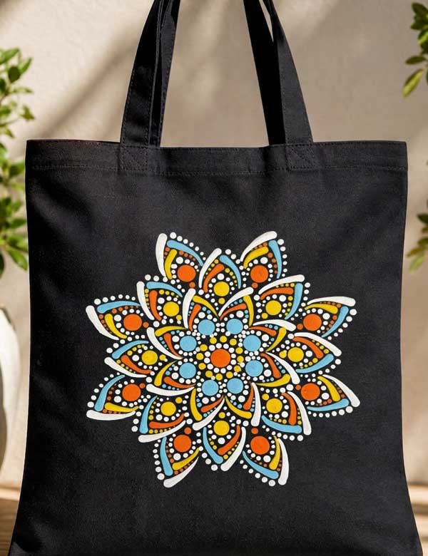 Solar Flare Artisan Cotton Mandala Tote