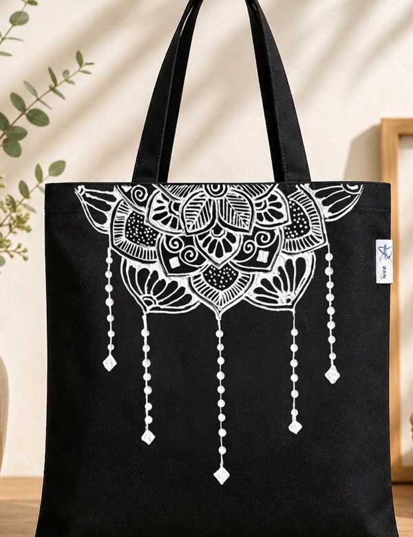 Noir Elegance Hanging Mandala Artisan Tote